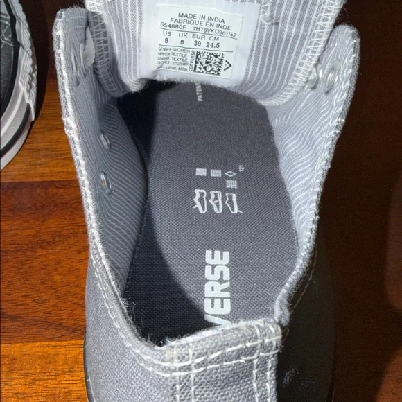 Converse 554880F ladies US 8 Chuck Taylor Double Tongue Low Top Ox Gray NWOT - Picture 8 of 10